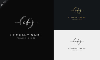 CF FC Signature initial logo template vector