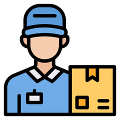 Delivery Courier Man filled line color icon