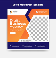 Digital business agency social media post template design and creactive banner template