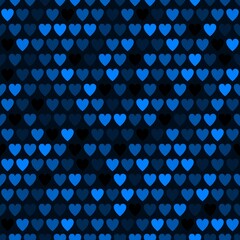 Mosaic blue heart pattern. Decorative Vector texture for Valentines Day