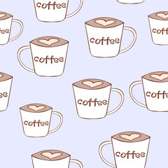 Vector seamless pattern with coffee cups
