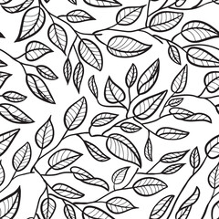 Minimalist Leaf Line Art Illustration as a Seamless Surface Pattern Design
