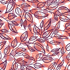 Minimalist Leaf Line Art Illustration as a Seamless Surface Pattern Design