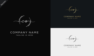 CO OC Signature initial logo template vector