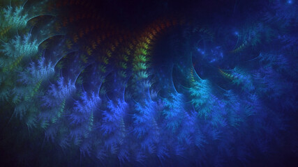3D rendering abstract multicolor fractal light background