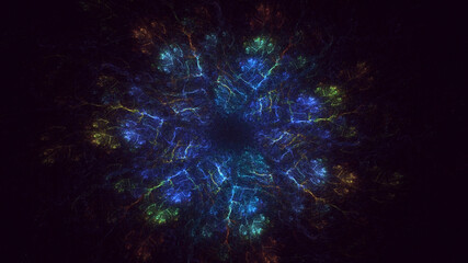 3D rendering abstract blue technology fractal background