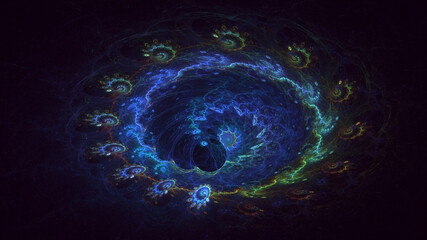 3D rendering abstract multicolor fractal light background