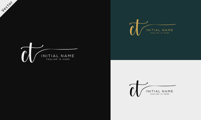 CT TC Signature initial logo template vector