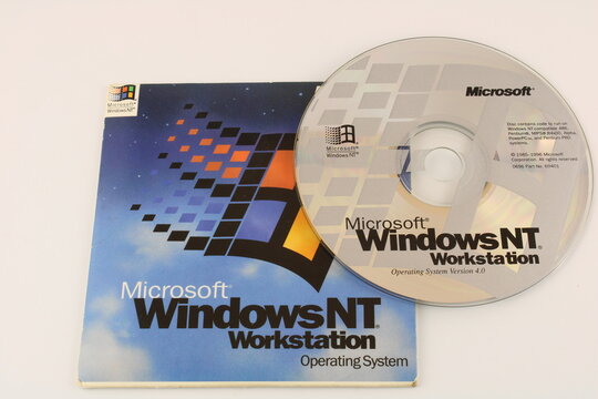 Windows NT Software For Server Computers. Old Technology Concept. Lancashire, UK, 13-04-2021