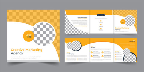 Corporate and business square tri-fold brochure design. Flyer template Vector illustration