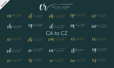 Fototapeta CA to CZ Signature initial logo template vector obraz