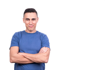 Fototapeta premium Man with arms crossed while smiling to the camera