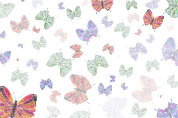 beautiful multicolored butterflies on a white background, illustrations
