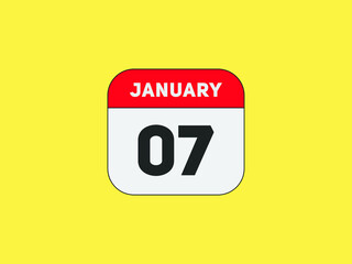January 07 text calendar reminder. 7nd January daily calendar icon template
