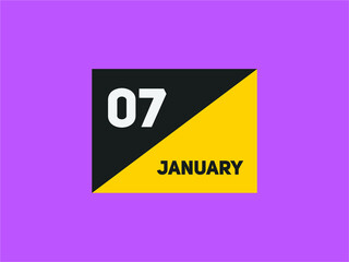 January 07 text calendar reminder. 7nd January daily calendar icon template
