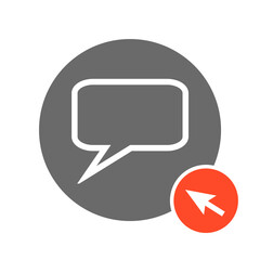Kommentare online -  Sprechblasen Icon und Mauspfeil grau rot