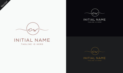 CW WC Signature initial logo template vector