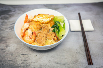 Process of Cooking Chicken and Seafood Ramen