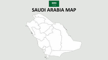 Saudi Arabia Map. Saudi Arabia Map with white background and line map.