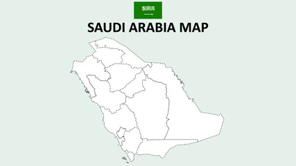 Saudi Arabia Map. Saudi Arabia Map with white background and line map.