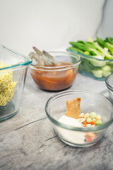 Process of Cooking Chicken and Seafood Ramen