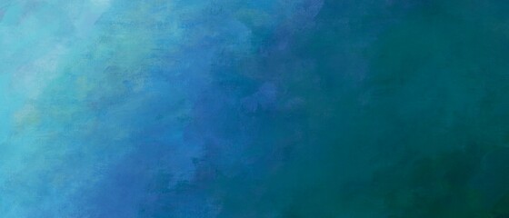 油彩抽象アート・背景横長バナー）水色から青緑へのグラデーション　ナチュラル　キャンバスのテクスチャ　海