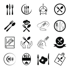 Spoon, fork and knife  icons  symbol vector elements for infographic web