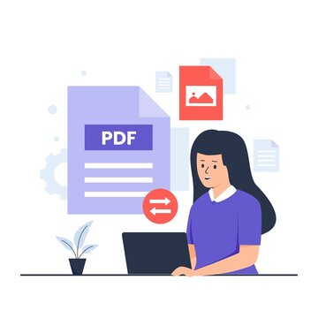 Pdf to jpeg convert illustration design concept. Illustration for websites, landing pages, mobile applications, posters and banners.	