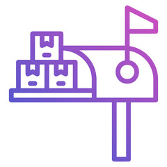 Postbox with cardboard line gradient icon