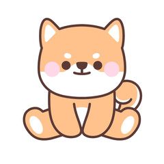 Cute shiba inu dog sitting.Animal cartoon character design.Vector illustration.