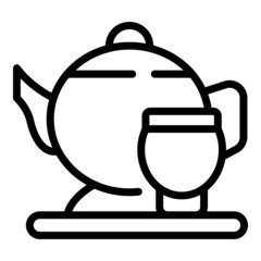 Tea meditation icon outline vector. Woman yoga