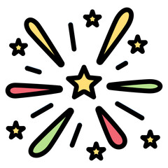 Star Firework filled line color icon
