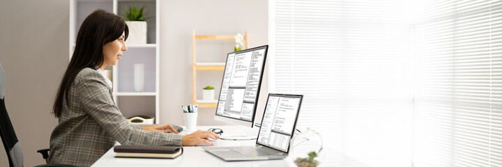 Programmer Woman Coding On Computer