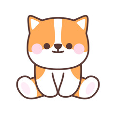 Cute corgi dog sitting.Animal cartoon character design.Vector illustration.