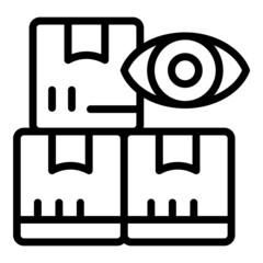 Search parcel box icon outline vector. Delivery truck