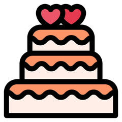 Wedding cake filled line color icon
