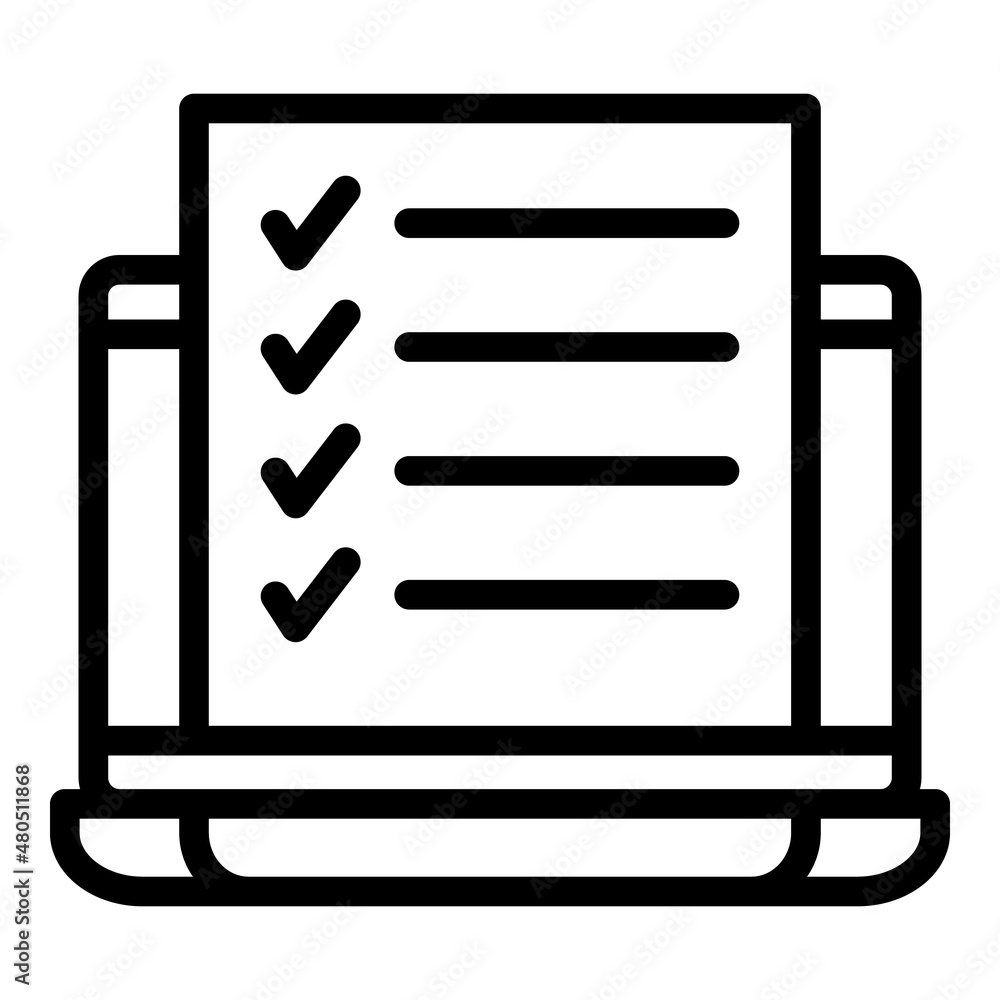 Poster tutorial checklist icon outline vector. screen distance