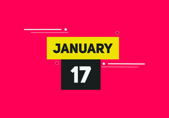 January 17 text calendar reminder. 17th January daily calendar icon template