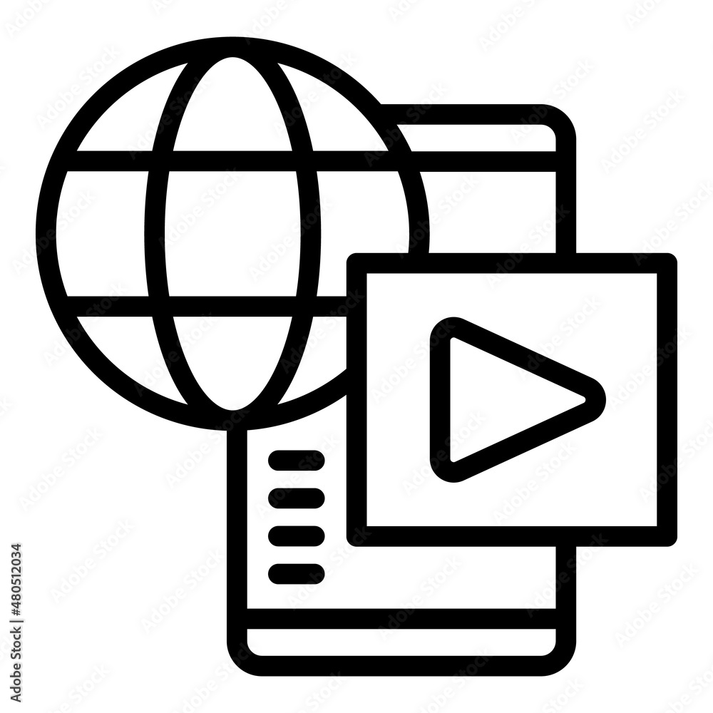 Poster global service icon outline vector. call movie