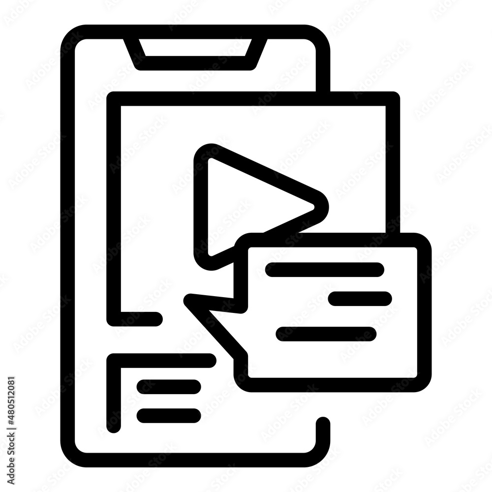 Poster smartphone tutorial icon outline vector. training screen