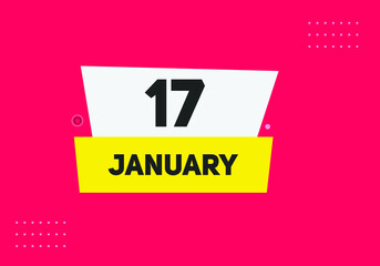 January 17 text calendar reminder. 17th January daily calendar icon template