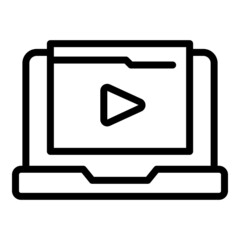 Laptop video icon outline vector. Online tutorial