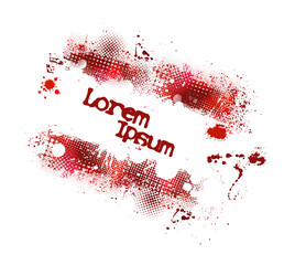 Background with blots. Frame for text . Red and white. Vector illustration