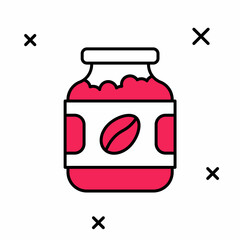 Filled outline Coffee jar bottle icon isolated on white background. Vector