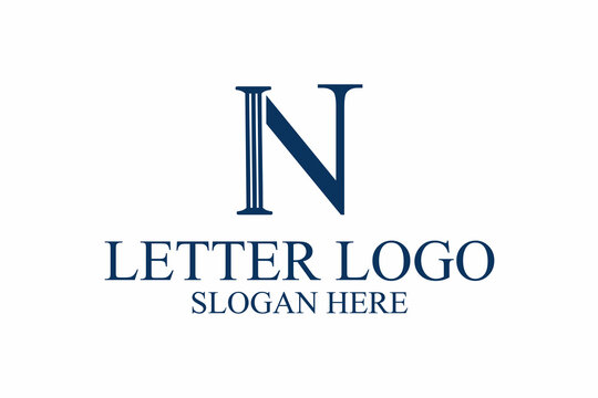 legal pillar logo, initials n. vector premium