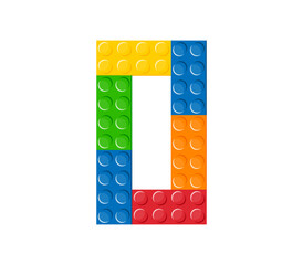 Colorful brick toy and number block flat vector illustration.
