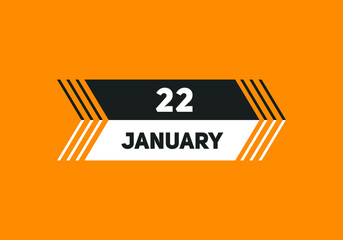 January 22 text calendar reminder. 22th January daily calendar icon template
