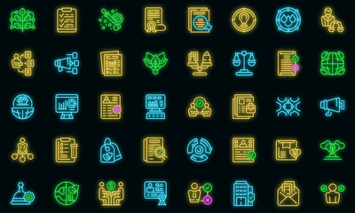 Fair trade icons set vector neon