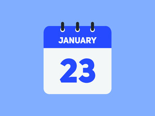 January 23 text calendar reminder. 23th January daily calendar icon template
