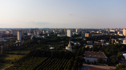 drone view of the outskirts of the city